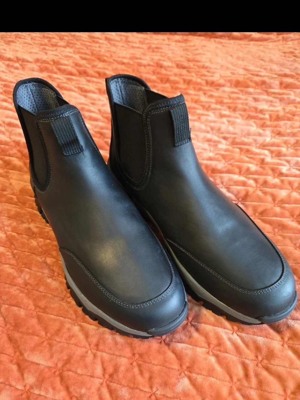 Men's Black Slip-On Florsheim 11m NWT Rugged Chelsea Boots Original LeatherClean